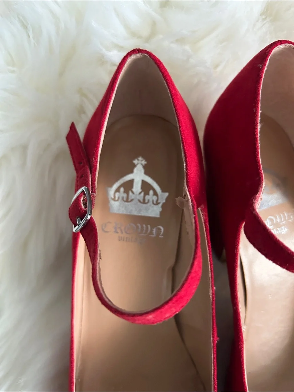 Crown Vintage Red Suede Mary Jane Pumps